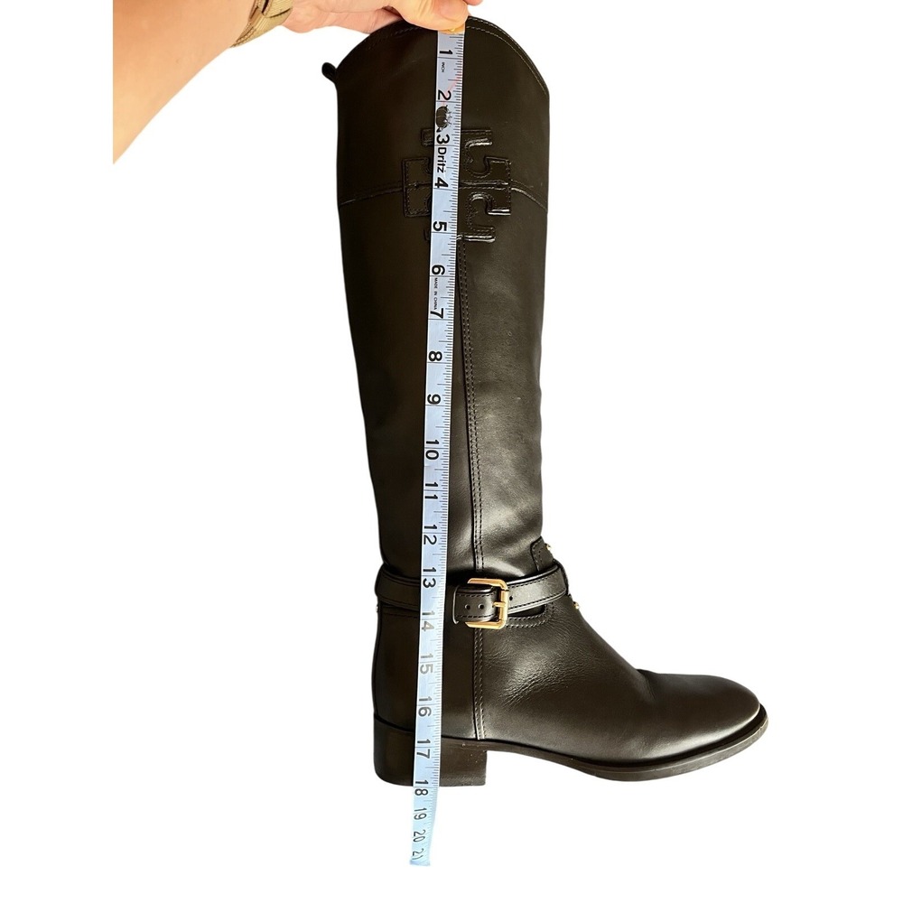 Tory Burch Women's Blair Black Leather Gold Buckle Riding Boots Shoes Size 8 - Picture 14 of 15
